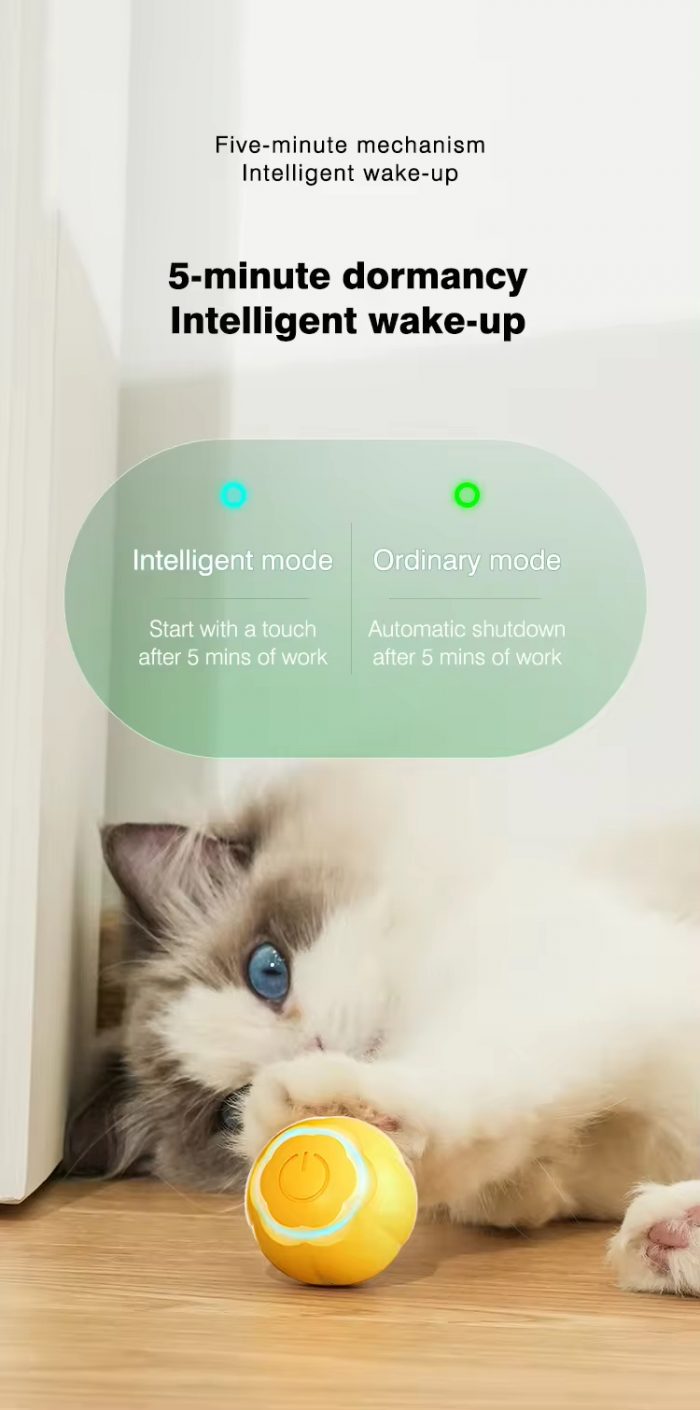 Cat Toys Interactive Ball (4) Durable LED Glow Teasing Automatic Rolling Electric Pet Smart Cat Toys Interactive Ball