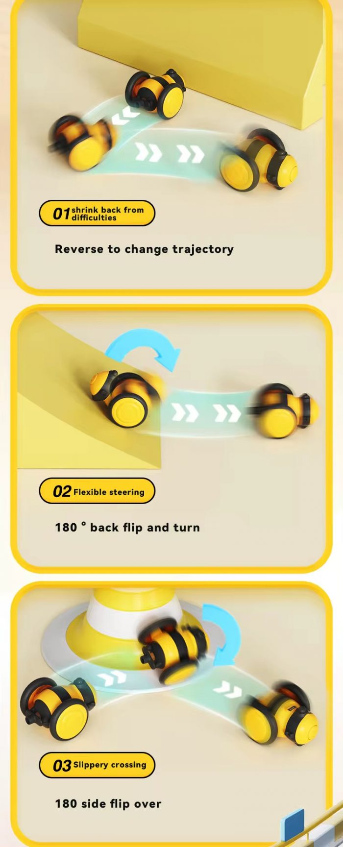 Detail-03 Little Bee Shape Smart Rechargeable Pet Toy Car Interactive Electric Cat