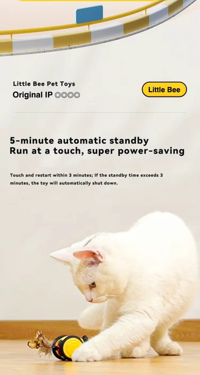 Detail-04 Little Bee Shape Smart Rechargeable Pet Toy Car Interactive Electric Cat