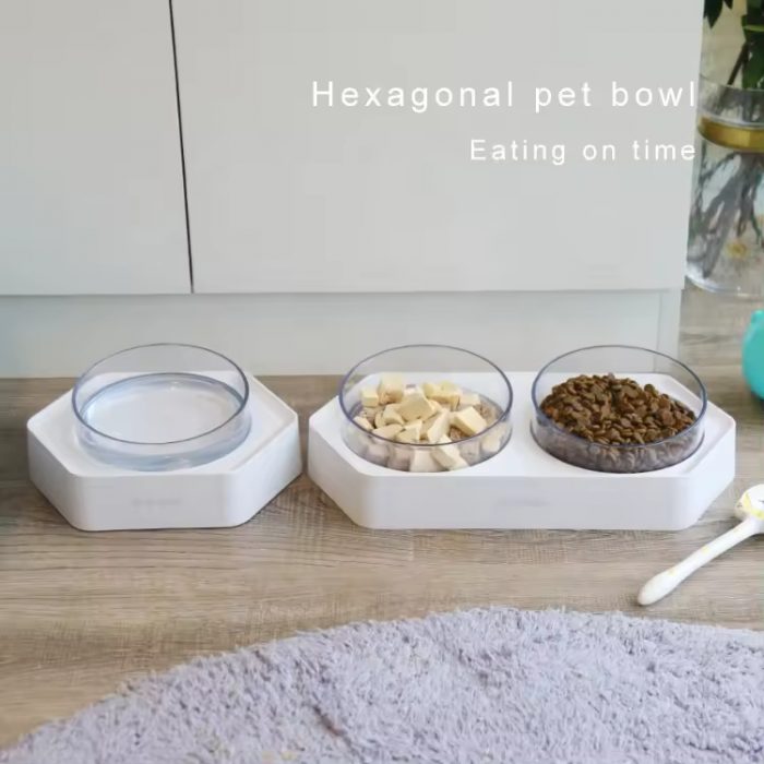 oem-wholesale-hexagonal-single-bowl-tilt-neck-guard-anti-spill-drinking-pet-bowl-2 OEM Wholesale Hexagonal Single Bowl Tilt Neck Guard Anti-spill Drinking Pet Bowl